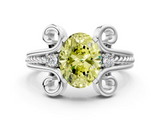 White gold Fancy Yellow Oval  Solitaire Twisted Band Scroll Prong Ring_20