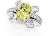 White gold Fancy Yellow Oval  Solitaire Twisted Band Scroll Prong Ring_21
