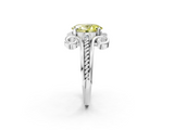 White gold Fancy Yellow Oval  Solitaire Twisted Band Scroll Prong Ring_22