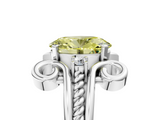 White gold Fancy Yellow Oval  Solitaire Twisted Band Scroll Prong Ring_25