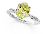White gold Fancy Yellow Oval  Solitaire Twisted Band with Bead Prong Setting_405