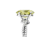 White gold Fancy Yellow Oval  Solitaire Twisted Band with Bead Prong Setting_409