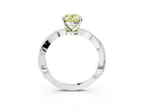 White gold Fancy Yellow Oval  Solitaire Twisted Band with Bead Prong Setting_413