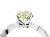White gold Fancy Yellow Oval  Solitaire Twisted Band with Bead Prong Setting_414