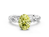 White gold Fancy Yellow Oval  Solitaire Twisted Band with Pavé Accents and Four-Prong Setting_3