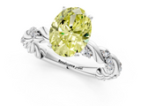 White gold Fancy Yellow Oval  Solitaire Twisted Band with Pavé Accents and Four-Prong Setting_4