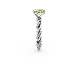 White gold Fancy Yellow Oval  Solitaire Twisted Band with Pavé Accents and Four-Prong Setting_5