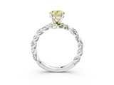 White gold Fancy Yellow Oval  Solitaire Twisted Band with Pavé Accents and Four-Prong Setting_6