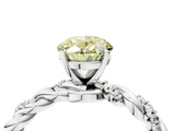 White gold Fancy Yellow Oval  Solitaire Twisted Band with Pavé Accents and Four-Prong Setting_7