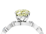 White gold Fancy Yellow Oval  Solitaire Twisted Band with Prong Setting