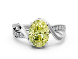 White gold Fancy Yellow Oval  Solitaire Twisted Band with Prong Setting_3