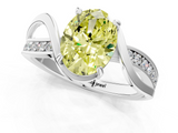 White gold Fancy Yellow Oval  Solitaire Twisted Band with Prong Setting_4