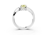 White gold Fancy Yellow Oval  Solitaire Twisted Band with Prong Setting_6