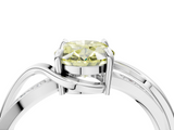 White gold Fancy Yellow Oval  Solitaire Twisted Band with Prong Setting_7