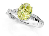White gold Fancy Yellow Oval  Solitaire Twisted Pave Diamond Ring with Four-Prong Setting_129