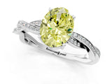 White gold Fancy Yellow Oval  Solitaire Twisted Pave Diamond Ring with Four-Prong Setting_13