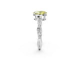White gold Fancy Yellow Oval  Solitaire Twisted Pave Diamond Ring with Four-Prong Setting_130