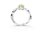 White gold Fancy Yellow Oval  Solitaire Twisted Pave Diamond Ring with Four-Prong Setting_131