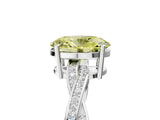 White gold Fancy Yellow Oval  Solitaire Twisted Pave Diamond Ring with Four-Prong Setting_133
