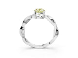 White gold Fancy Yellow Oval  Solitaire Twisted Pave Diamond Ring with Four-Prong Setting_15