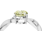 White gold Fancy Yellow Oval  Solitaire Twisted Pave Diamond Ring with Four-Prong Setting_16