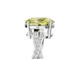 White gold Fancy Yellow Oval  Solitaire Twisted Pave Diamond Ring with Four-Prong Setting_17