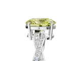White gold Fancy Yellow Oval  Solitaire Twisted Pave Diamond Ring with Four-Prong Setting_17