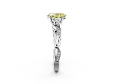 White gold Fancy Yellow Oval  Solitaire Vine Band with Milgrain Prong Setting_5