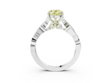 White gold Fancy Yellow Oval  Solitaire Vine Band with Milgrain Prong Setting_6