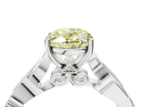 White gold Fancy Yellow Oval  Solitaire Vine Band with Milgrain Prong Setting_7
