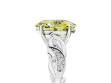 White gold Fancy Yellow Oval  Solitaire Vine Band with Milgrain Prong Setting_8