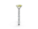 White gold Fancy Yellow Oval  Solitaire with Pavé Band and Four-Prong Setting_332