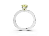 White gold Fancy Yellow Oval  Solitaire with Pavé Band and Four-Prong Setting_333