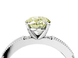 White gold Fancy Yellow Oval  Solitaire with Pavé Band and Four-Prong Setting_334