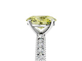 White gold Fancy Yellow Oval  Solitaire with Pavé Band and Four-Prong Setting_335