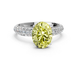 White gold Fancy Yellow Oval  Solitaire with Pave Band and Four-Prong Setting_3