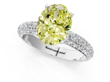 White gold Fancy Yellow Oval  Solitaire with Pave Band and Four-Prong Setting_4