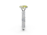 White gold Fancy Yellow Oval  Solitaire with Pave Band and Four-Prong Setting_5