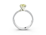 White gold Fancy Yellow Oval  Solitaire with Pave Band and Four-Prong Setting_6
