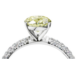White gold Fancy Yellow Oval  Solitaire with Pave Band and Four-Prong Setting_7