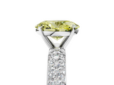 White gold Fancy Yellow Oval  Solitaire with Pave Band and Four-Prong Setting_8