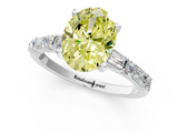 White gold Fancy Yellow Oval  Solitaire with Side Baguettes and Channel Set Band_107