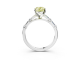 White gold Fancy Yellow Oval  Solitaire with Side Baguettes and Channel Set Band_110