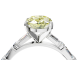 White gold Fancy Yellow Oval  Solitaire with Side Baguettes and Channel Set Band_111