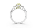 White gold Fancy Yellow Oval  Three-Stone Diamond Ring with Pavé Split Shank and Four-Prong Setting_82