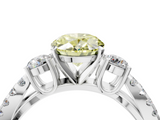 White gold Fancy Yellow Oval  Three-Stone Diamond Ring with Pavé Split Shank and Four-Prong Setting_83
