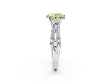 White gold Fancy Yellow Oval  Three-Stone Diamond Ring with Pavé Split Shank and Four-Prong Setting_86