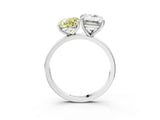 White gold Fancy Yellow Oval  and Emerald Cut Toi Moi Ring with Prong Setting_66