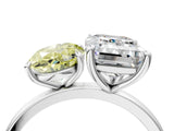White gold Fancy Yellow Oval  and Emerald Cut Toi Moi Ring with Prong Setting_67