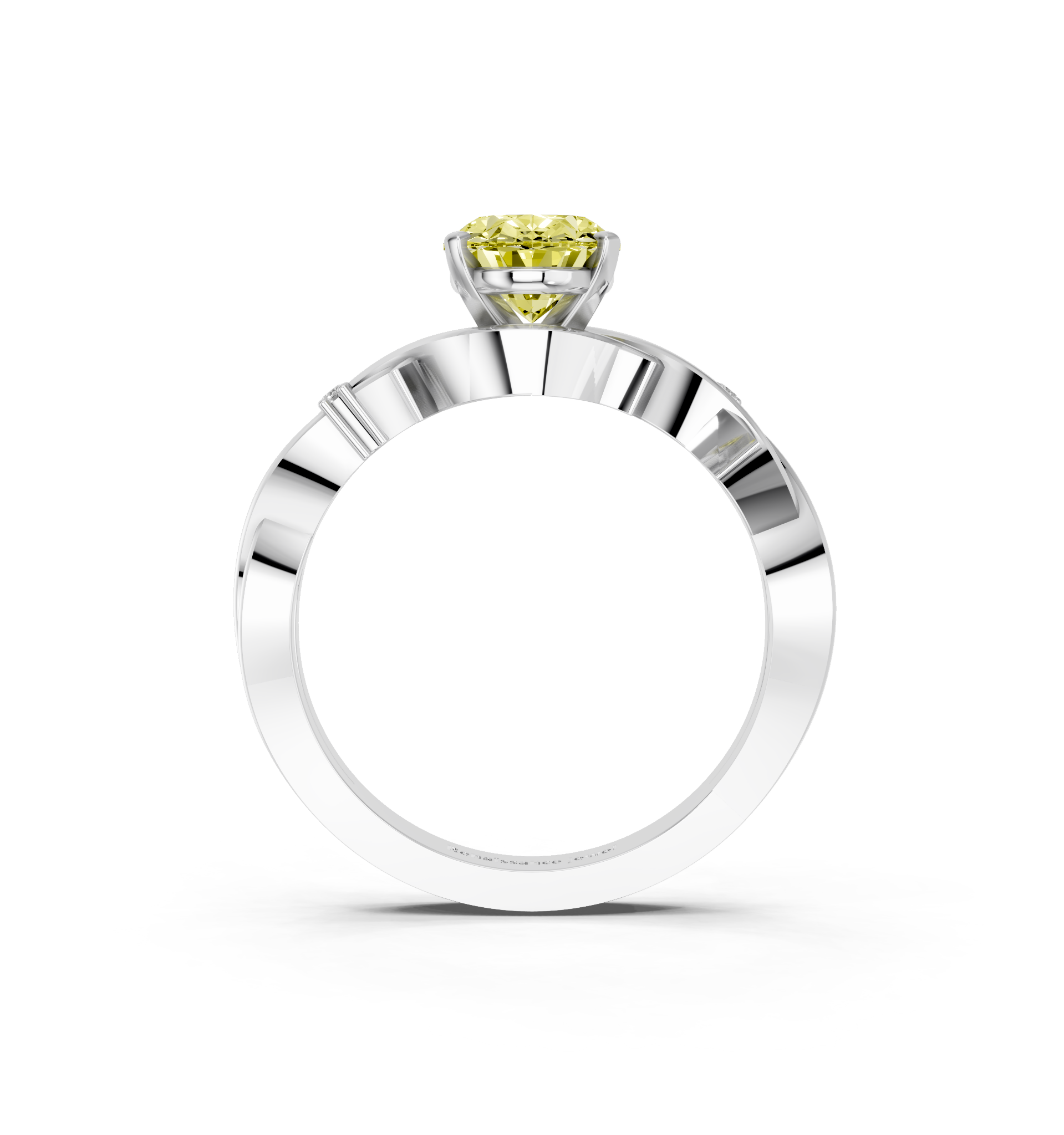 White gold Fancy Yellow Oval cut Solitaire Twisted Band Prong Setting Ring_9